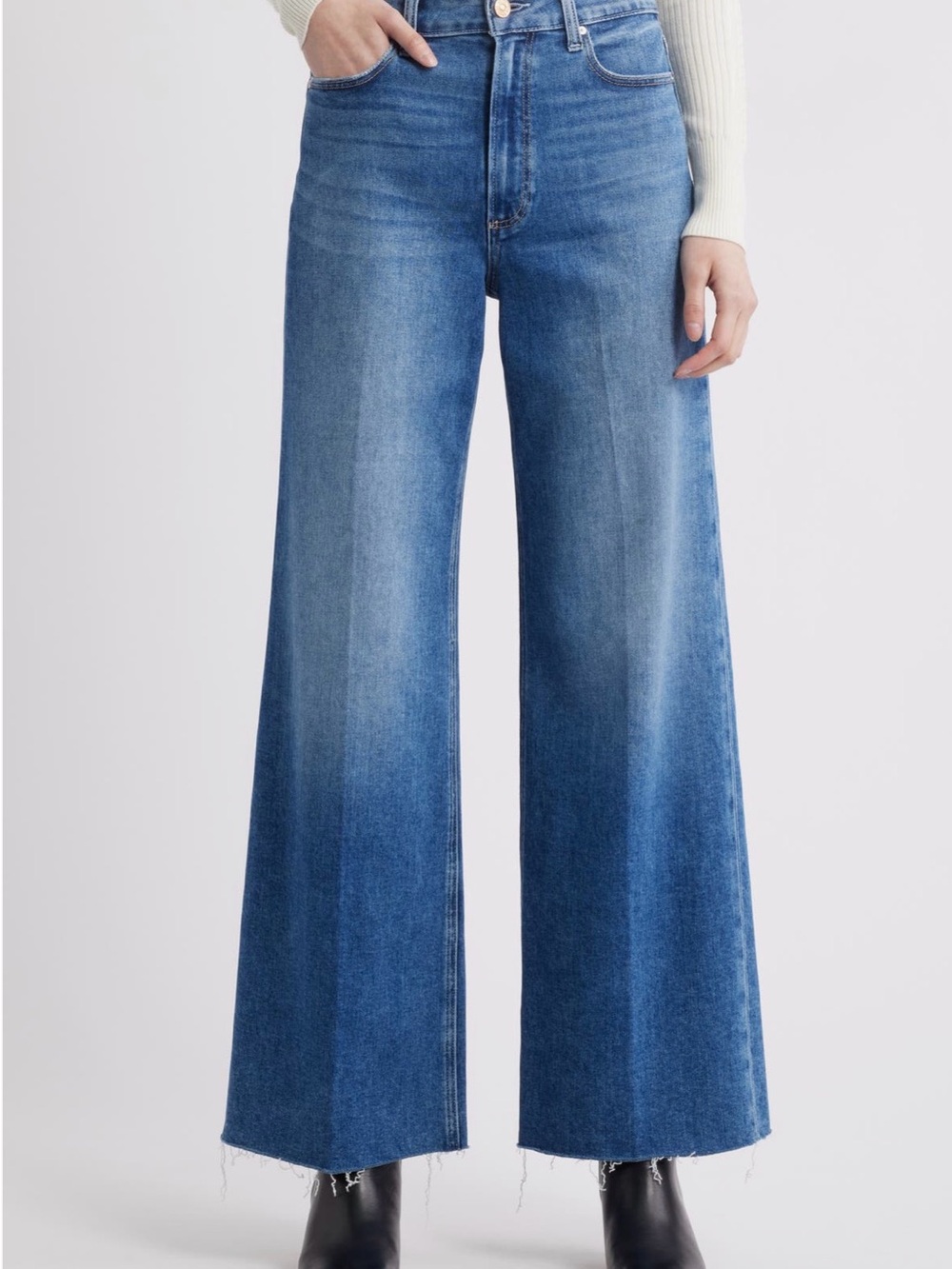PAIGE Anessa High Waist Raw Hem Wide Leg Jeans size 28 (Cirius) NWOT